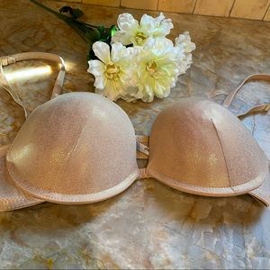 New Charlotte Russe Gold Sparkly Plunge Padded Push-Up Bra 36B